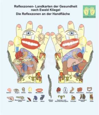 Reflexzonen an den H&auml;nden (Handfl&auml;che)